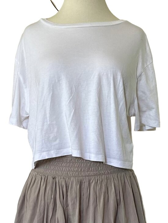 Abound Tops - Abound White Crewneck Boxy Oversized Crop Tshirt Cotton Modal SZ M Shirt Top